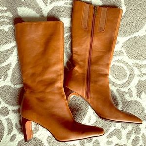 Anne Klein leather brown heeled boots 👢